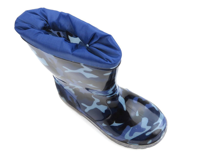 Wysokie kalosze dziecięce moro - WOJTYŁKO 4321G, granatowe