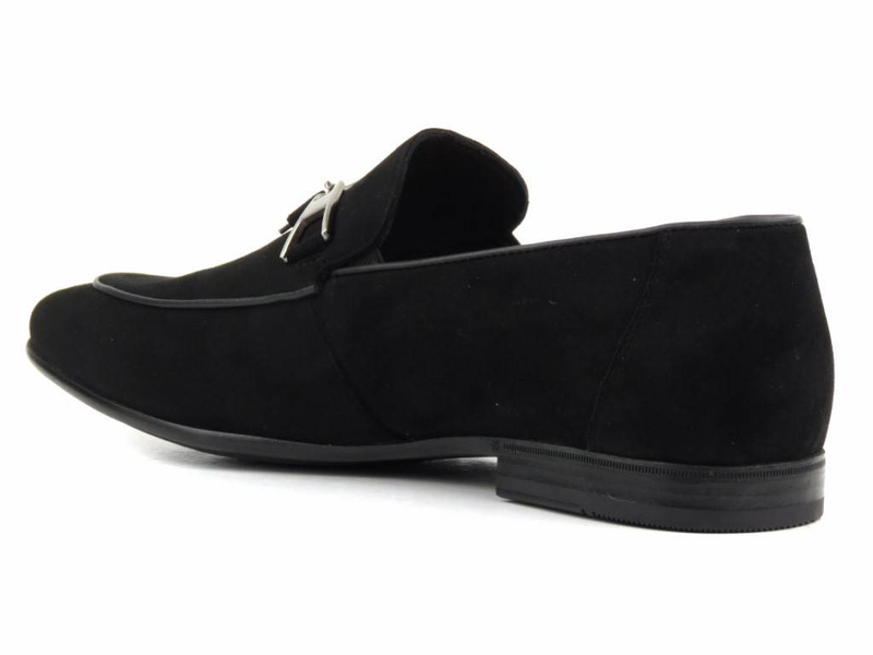 Zamszowe loafersy, półbuty męskie JOHN DOUBARE D778-162B-18, czarne