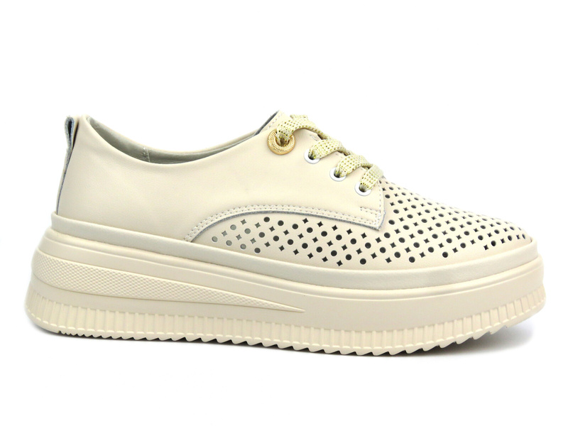 Ażurowe półbuty, sneakersy damskie - Artiker 54C1707, beżowe