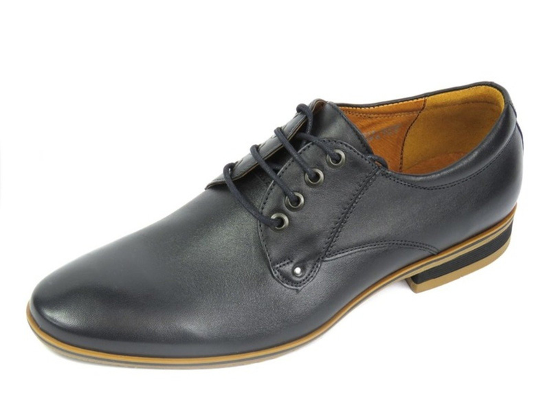 Derby męskie ze skóry licowej - Conhpol 2554, czarne