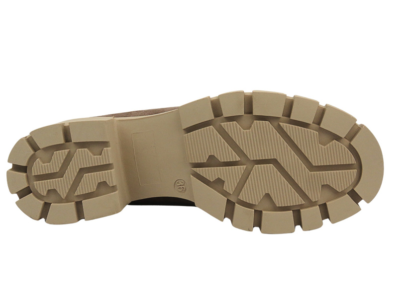 Półbuty, loafersy damskie Potocki 24-12401, khaki - wsuwane