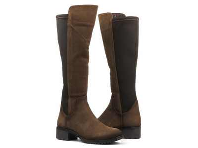 Wysokie kozaki damskie skórzane - Piazza 970009-2, brązowe