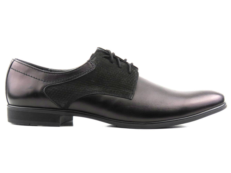 Eleganckie półbuty męskie skórzane - MOSKAŁA 810, czarne F