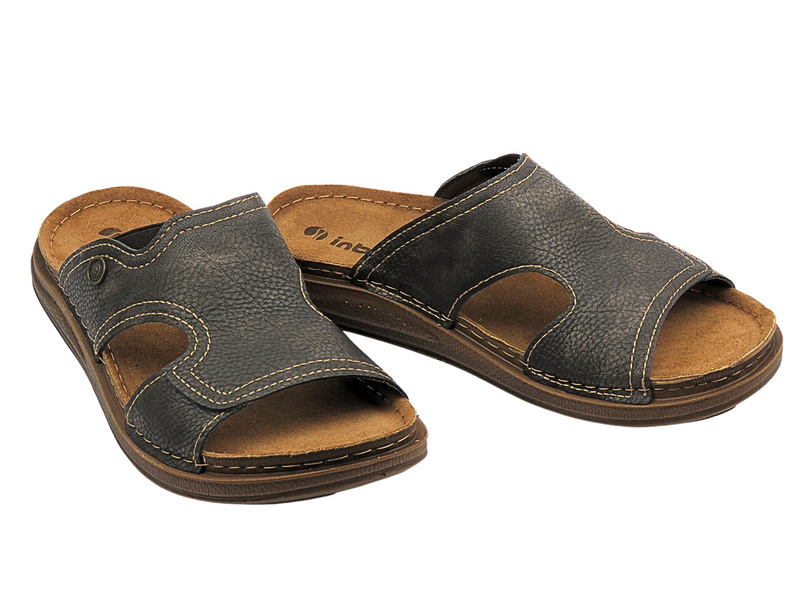 Wygodne klapki męskie z miękkiej skóry czarne INBLU VE-08