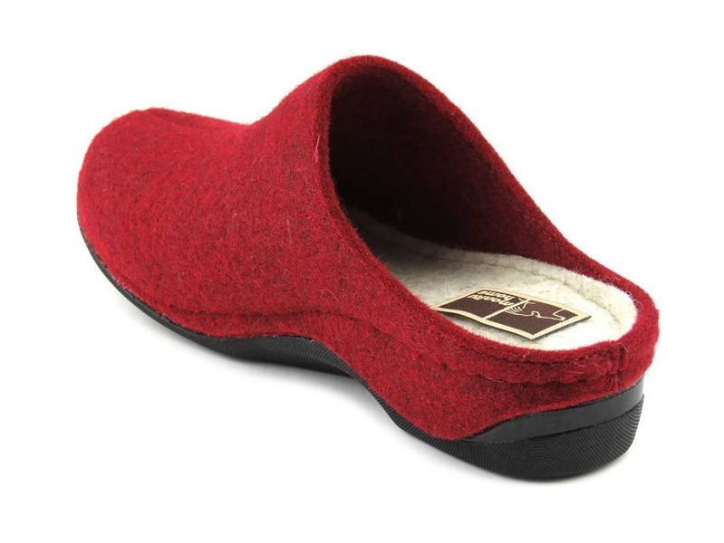 Filcowe kapcie damskie ze śnieżynką - Manitu 330204, czerwone