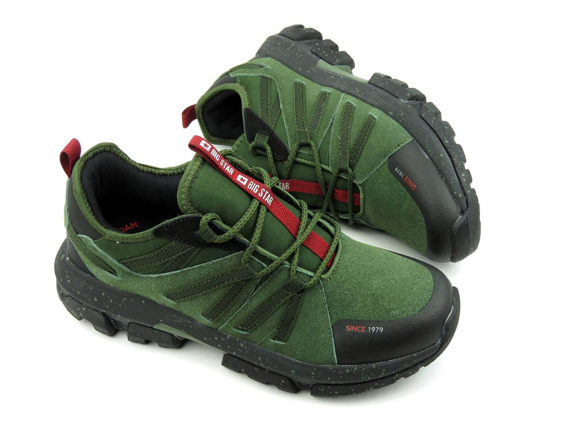 Trekkingi męskie na grubej podeszwie - BIG STAR II174235 z memory foam system, khaki