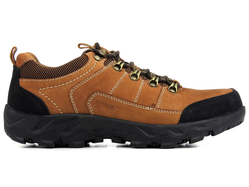 Trekkingi męskie ze skóry naturalnej - AMERICAN CLUB CY45/22, brązowe