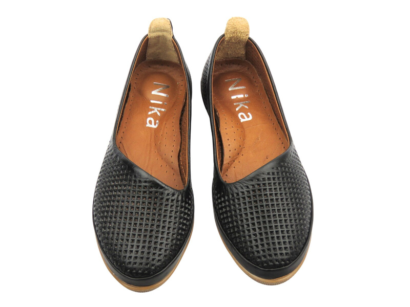 Skórzane półbuty damskie polskiej marki czarne Nika Komfort H-478