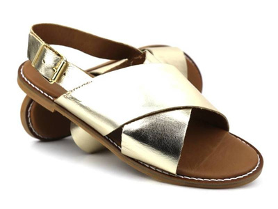 Złote sandałki damskie płaskie - VENEZIA MRZ10904