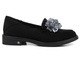Eleganckie półbuty, loafersy damskie zamszowe - Potocki 23-12043BK, czarne 