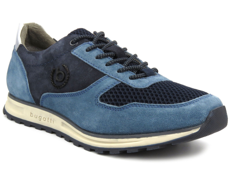 Sneakersy męskie ze skóry naturalnej - BUGATTI 332-A0211-1469, niebieskie