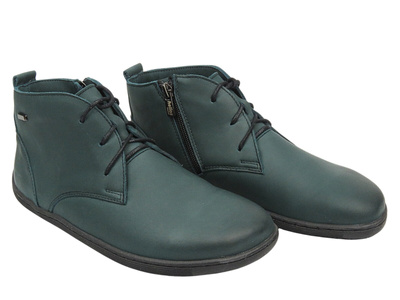 Barefoot skórzane minimalistyczne botki damskie zielone HELIOS Komfort 699