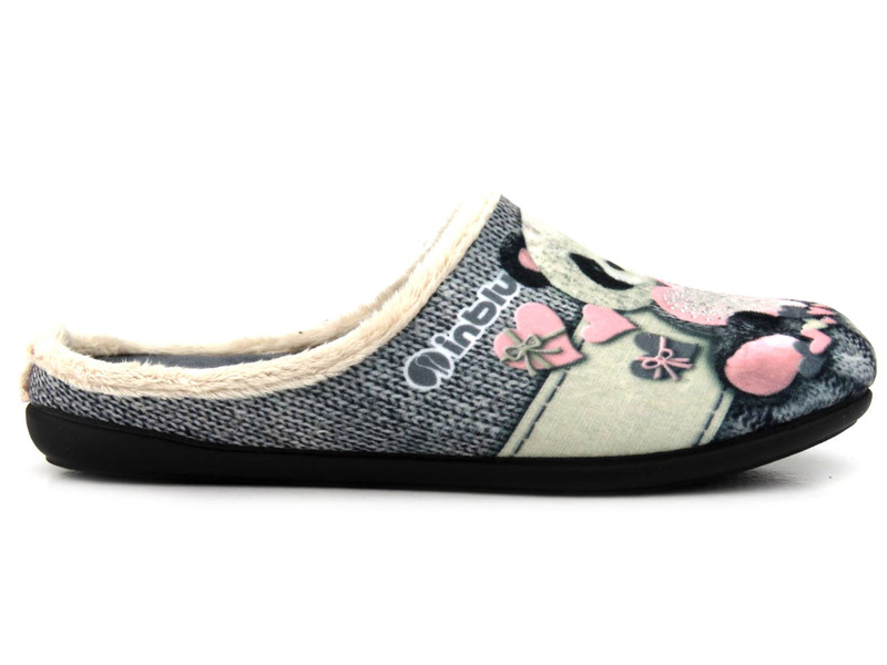 Miękkie kapcie damskie z pandą - INBLU 155D209, szare