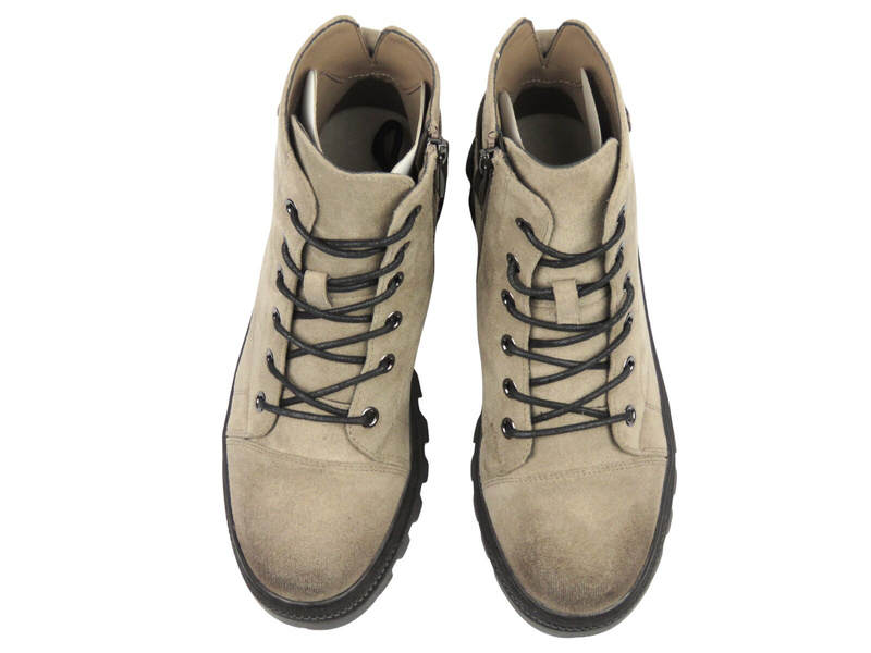 Ocieplane botki damskie - Potocki 25-19317, khaki