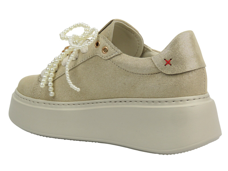 Sneakersy damskie na platformie - CheBello 4696, złote