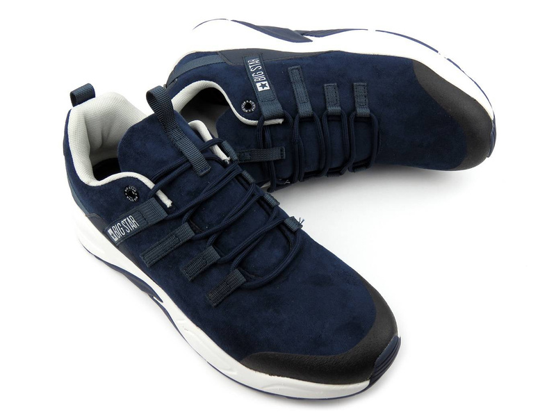 Buty męskie sportowe z elastycznymi sznurówkami - BIG STAR II174185, granatowe