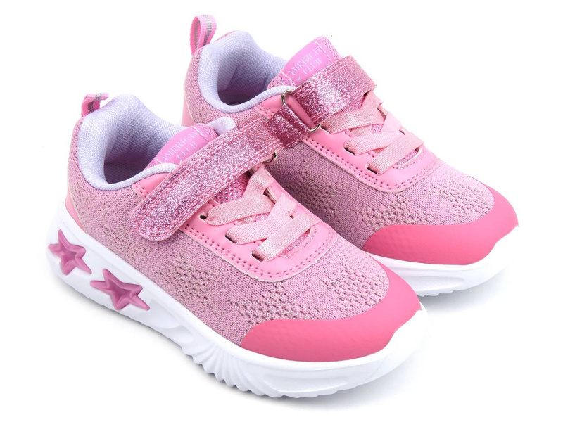Sportowe buty dziecięce z gwiazdkami - AMERICAN CLUB ES69/22, różowe