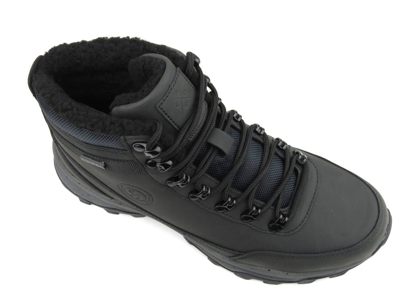 Trekkingi, buty zimowe męskie ciepłe - CROSS JEANS KK1R4027C, czarne