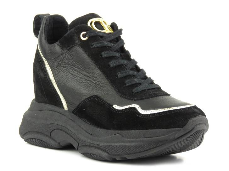 Sneakersy, buty sportowe damskie na ukrytym koturnie - CARINII B9061, czarne
