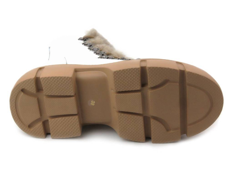 Botki skórzane trapery damskie - VENEZIA 4332, białe