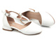 Eleganckie czółenka dziewczęce na obcasie, buty komunijne - Miss E 23DZ35-5603, białe