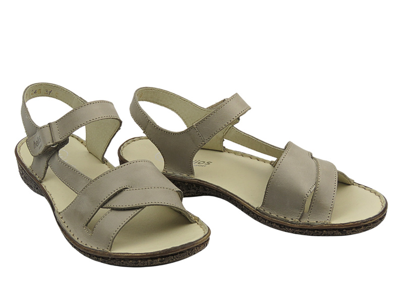 Wygodne sandały damskie polskiej produkcji - Helios Komfort 246S, szare