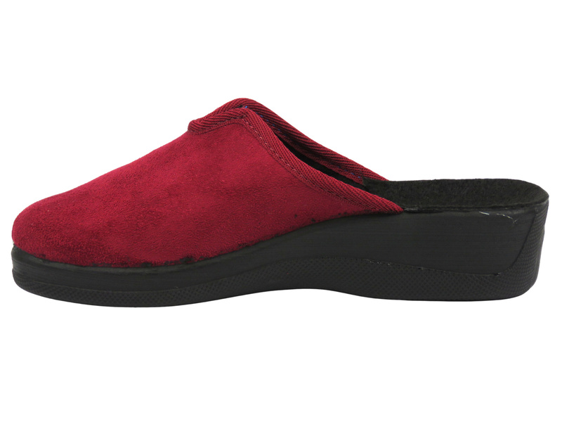 Miękkie kapcie damskie domowe - INBLU ES-3F, bordowy