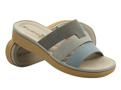 Klapki damskie niebieskie Scalina 834369 Modny desing