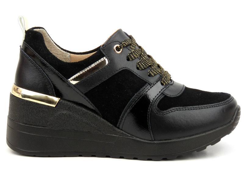 Sneakersy, buty sportowe damskie S. BARSKI AL21405, czarne