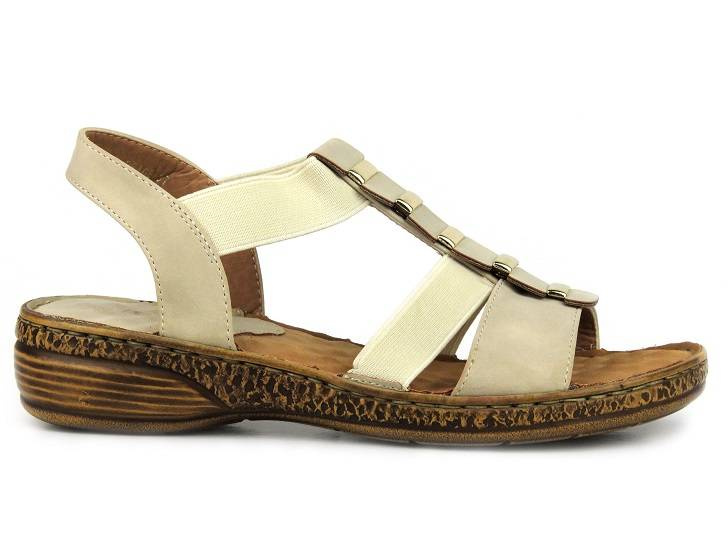 Sandałki damskie z gumkami - Evento 22SD35-4940, beżowe