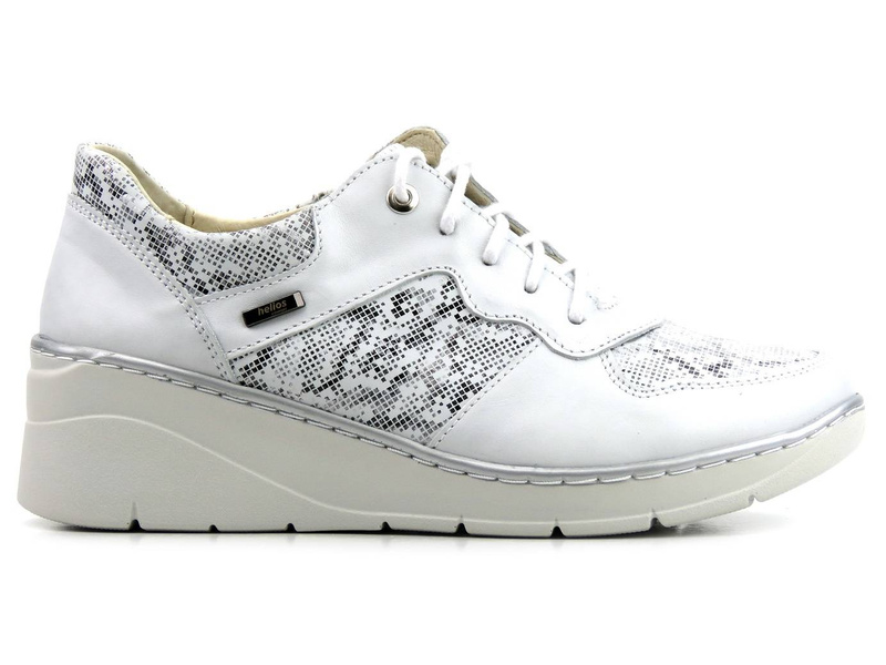 Sneakersy damskie z suwakiem i sznurowaniem - Helios Komfort 347, srebrne 2