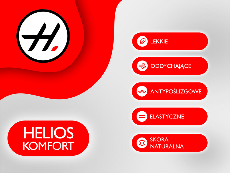 Lekkie, wygodne półbuty męskie ze skóry licowej - Helios Komfort 870, czarne