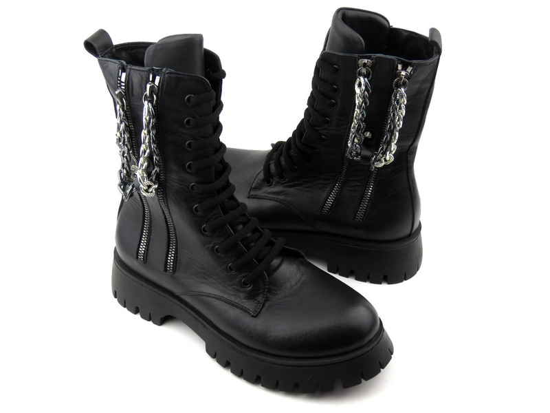 Czarne workery damskie z ociepleniem - VENEZIA 836610