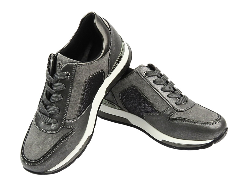 Wygodne sneakersy damskie ze skóry ekologicznej szare Inblu IN-390