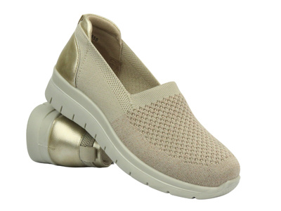 Półbuty, espadryle damskie - Unisoft 25PB02-8855, złote