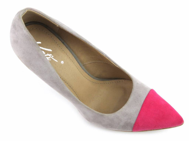 Zamszowe czółenka na szpilce - KATI 1831, szare