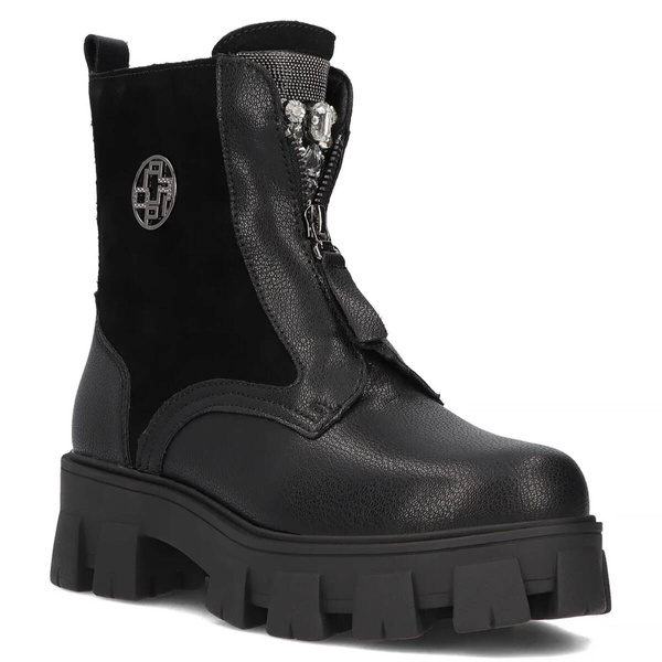 Botki trapery damskie skórzane - Filippo DBT6342/24, czarne