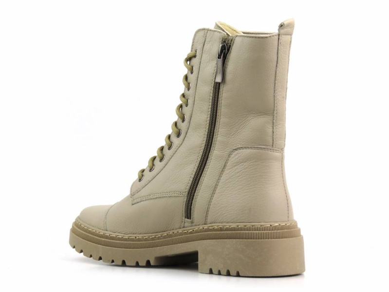 Ciepłe trzewiki, wysokie botki damskie - Wasak 0640, ecru