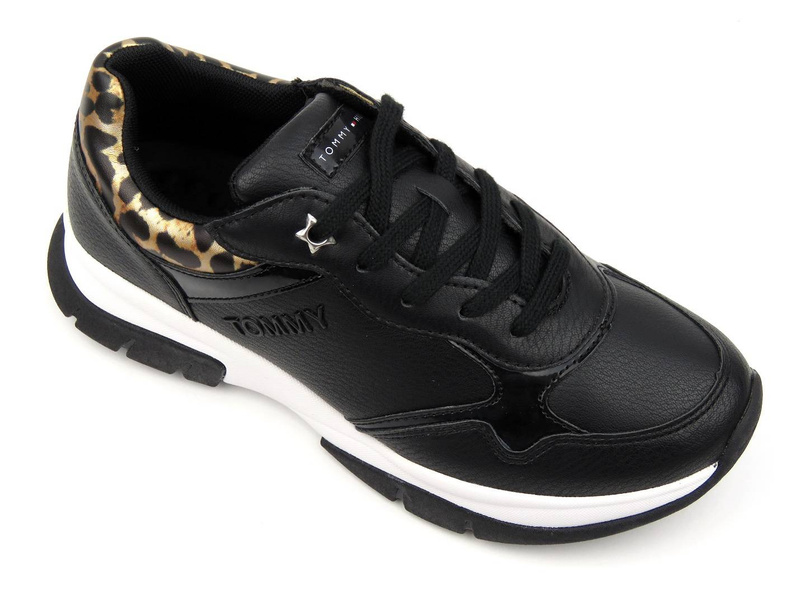 Buty sportowe, sneakersy damskie - TOMMY HILFIGER T3A4-31173-1242999, czarne z panterką