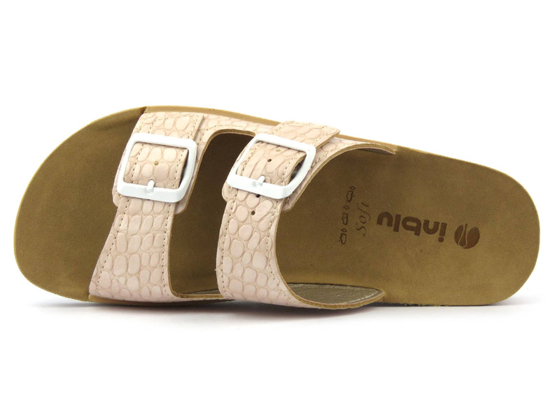 Klapki damskie z ozdobnymi klamrami - INBLU VENERE, różowe