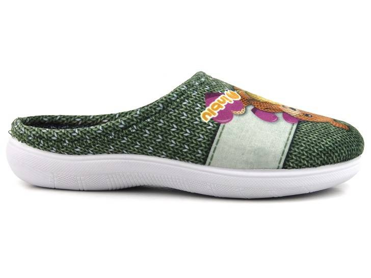 Kapcie damskie na prezent - INBLU CAMILLE, zielone z wiewiórką