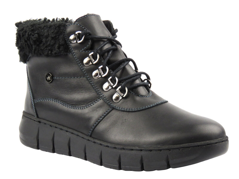Wygodne botki damskie z naturalnej skóry Helios Komfort 782, czarne