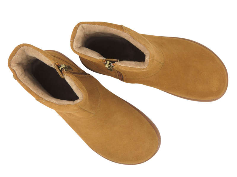 Barefoot skórzane minimalistyczne botki damskie - Vinceza 79666, camel