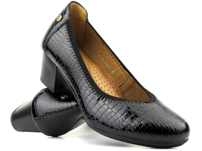 Czółenka damskie ze skóry lakierowanej - MACIEJKA 04802, czarne