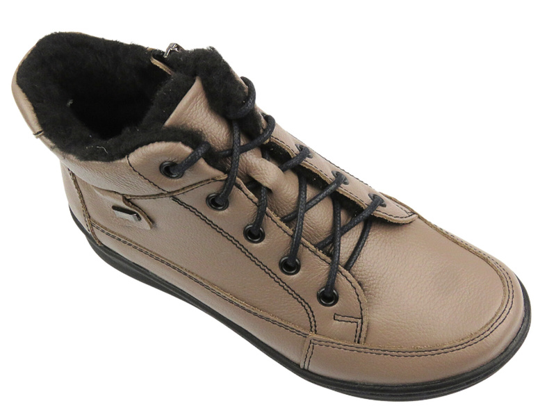 Botki damskie z wełną - HELIOS Komfort 553, khaki