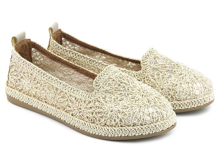 Ażurowe półbuty, lordsy damskie - Navy Dot 23-75004BG, beżowe