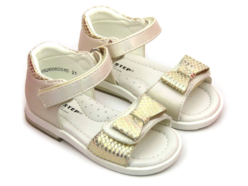 Sandały dziecięce z kokardką - Weestep R526050045, jasnozłote
