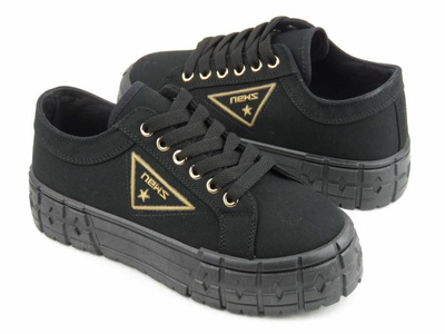 Trampki damskie, creepersy N.E.W.S. 21SP02-1003, czarne