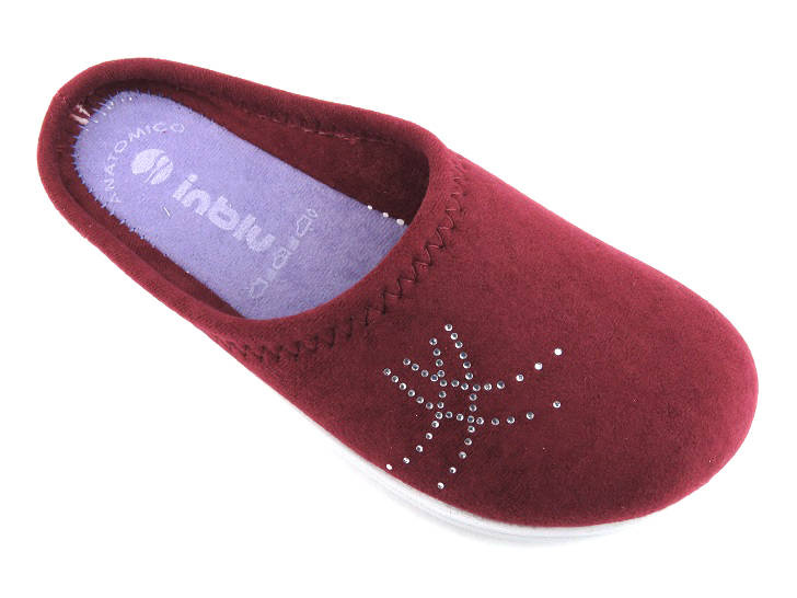 Kapcie damskie z ozdobnymi kryształkami - INBLU BS-46, śliwkowe