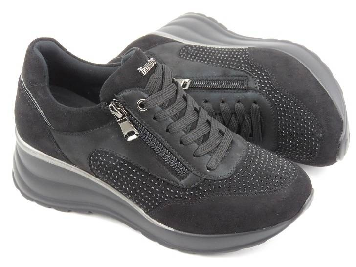 Sneakersy damskie na koturnie - INBLU IN001299, czarne